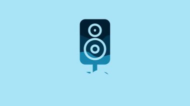 Blue Stereo speaker icon isolated on blue background. Sound system speakers. Music icon. Musical column speaker bass equipment. 4K Video motion graphic animation .
