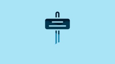 Blue Road traffic sign. Signpost icon isolated on blue background. Pointer symbol. Isolated street information sign. Direction sign. 4K Video motion graphic animation .