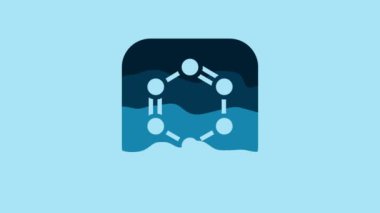 Blue Chemical formula consisting of benzene rings icon isolated on blue background. 4K Video motion graphic animation .