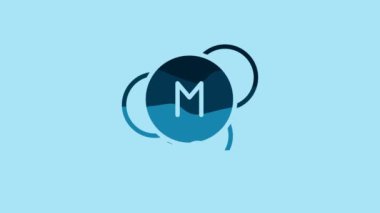 Blue Molecule icon isolated on blue background. Structure of molecules in chemistry, science teachers innovative educational poster. 4K Video motion graphic animation .