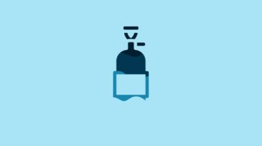 Blue Propane gas tank icon isolated on blue background. Flammable gas tank icon. 4K Video motion graphic animation .