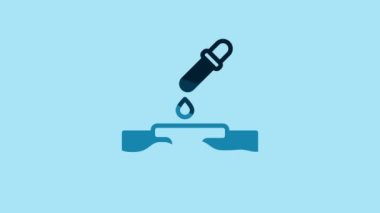 Blue Petri dish with pipette icon isolated on blue background. 4K Video motion graphic animation .