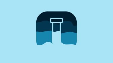 Blue Test tube and flask chemical laboratory test icon isolated on blue background. Laboratory glassware sign. 4K Video motion graphic animation .