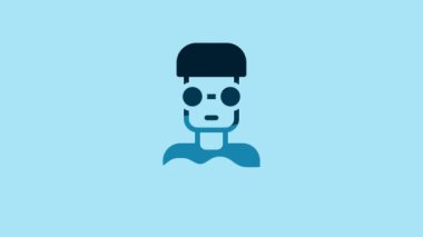 Blue Nerd geek icon isolated on blue background. 4K Video motion graphic animation .