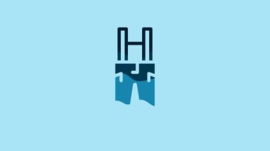 Blue Pants with suspenders icon isolated on blue background. 4K Video motion graphic animation .