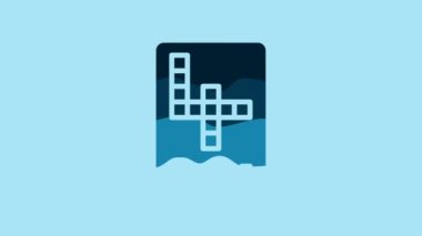 Blue Crossword icon isolated on blue background. 4K Video motion graphic animation .