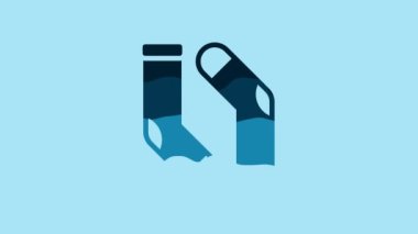 Blue Socks icon isolated on blue background. 4K Video motion graphic animation .