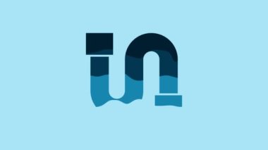 Blue Industry metallic pipe icon isolated on blue background. 4K Video motion graphic animation .