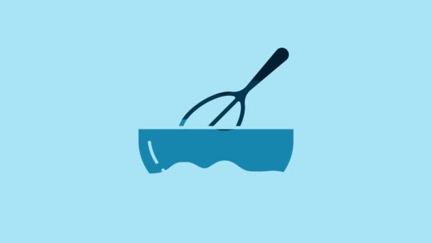 Blue Kitchen Whisk Bowl Icon Isolated Blue Background Cooking Utensil — Wideo stockowe