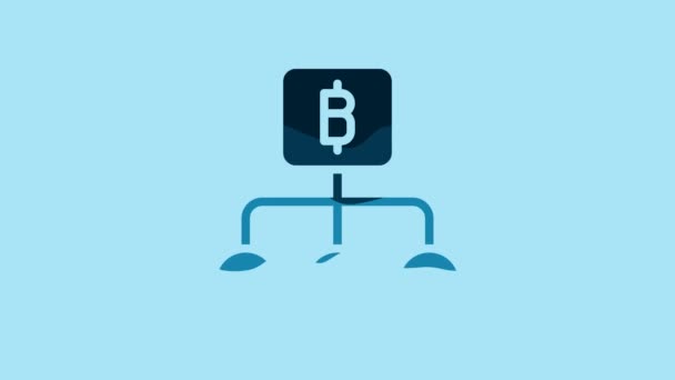 Blue Blockchain Technology Bitcoin Icon Isolated Blue Background Abstract Geometric — Stock videók