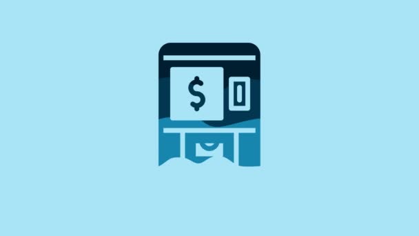 Blue Atm Automated Teller Machine Money Icon Isolated Blue Background — Video
