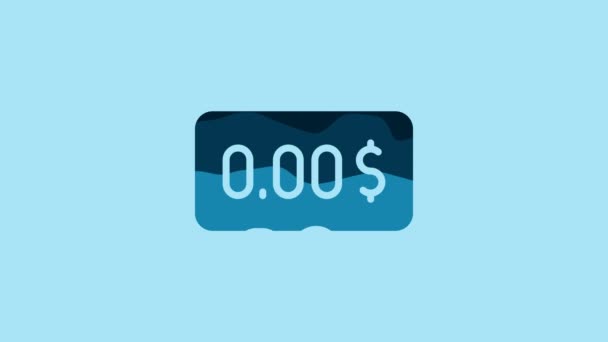 Blue Zero Cost Icon Isolated Blue Background Empty Bank Account — Stockvideo