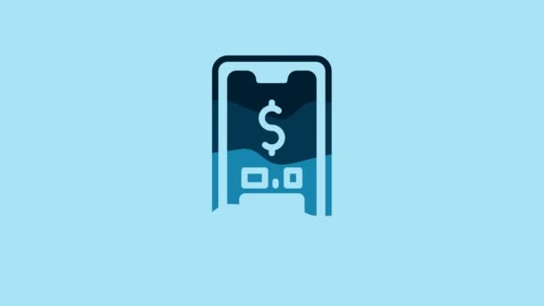 Blue Smartphone Dollar Symbol Icon Isolated Blue Background Online Shopping — Video
