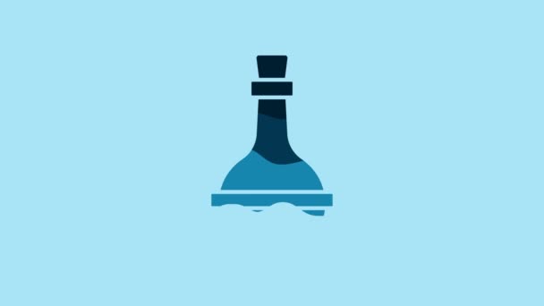 Blue Jewish Wine Bottle Icon Isolated Blue Background Video Motion — Stockvideo