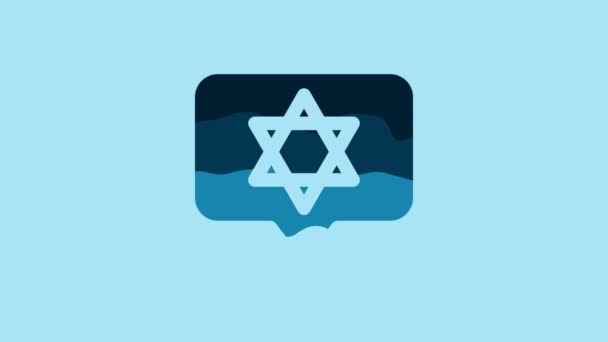 Blue Star David Icon Isolated Blue Background Jewish Religion Symbol — Vídeo de Stock