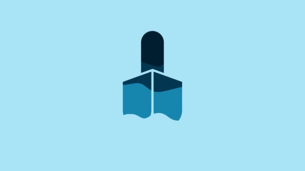 青い背景に隔離された青いハヌカのドリーデルアイコン 4Kビデオモーショングラフィックアニメーション — ストック動画