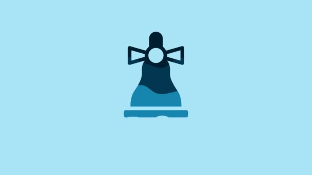 Blue Merry Christmas Ringing Bell Icon Isolated Blue Background Alarm — Stok Video