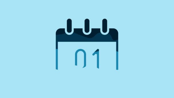 Blue Calendar Icon Isolated Blue Background Event Reminder Symbol Merry — 비디오