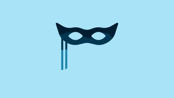 Blue Festive Mask Icon Isolated Blue Background Merry Christmas Happy — Vídeo de Stock
