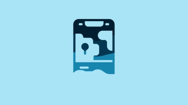 Синий Графический Значок Карте Города Синем Фоне Концепция Мобильного Интерфейса — стоковое видео
