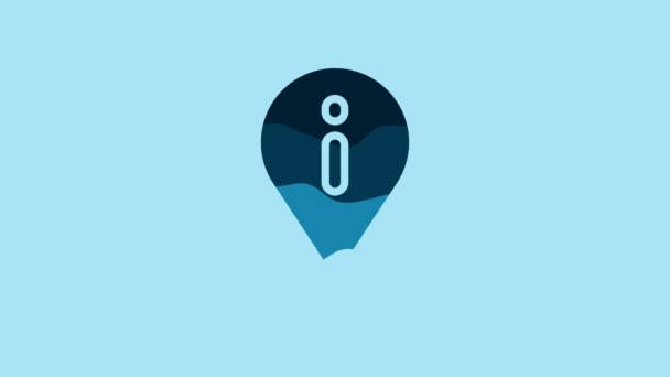 Blue Location Information Icon Isolated Blue Background Video Motion Graphic — Vídeos de Stock