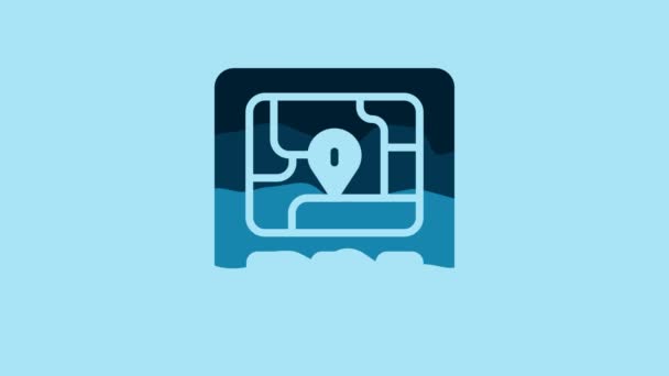 Blue Gps Device Map Icon Isolated Blue Background Video Motion — Stock Video