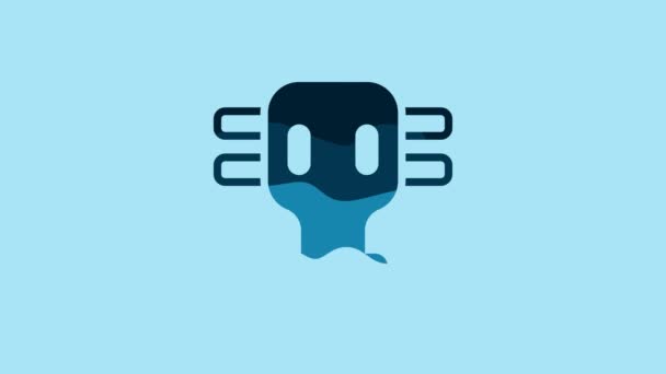 Blue Gas Mask Icon Isolated Blue Background Respirator Sign Video — Vídeos de Stock