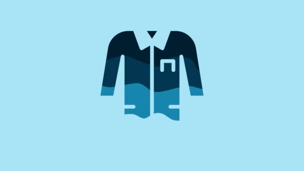 Blue Laboratory Uniform Icon Isolated Blue Background Gown Pharmaceutical Research — Stock videók