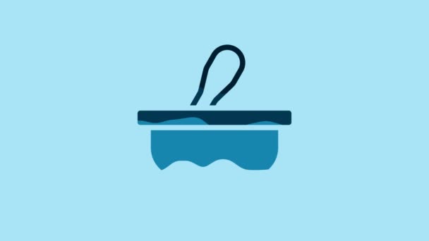Blue Mortar Pestle Icon Isolated Blue Background Video Motion Graphic — Vídeo de Stock