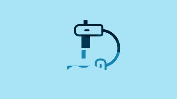 Blue Microscope Icon Isolated Blue Background Chemistry Pharmaceutical Instrument Microbiology — Stock videók
