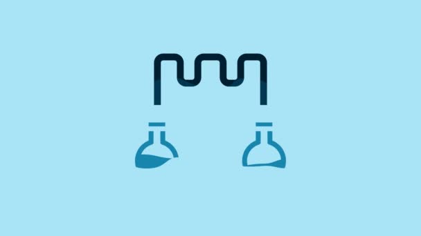 Blue Test Tube Flask Chemical Laboratory Test Icon Isolated Blue — Stock Video