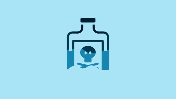Blue Poison Bottle Icon Isolated Blue Background Bottle Poison Poisonous — Stok video