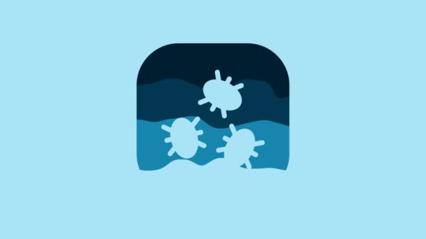 Blue Bacteria Icon Isolated Blue Background Bacteria Germs Microorganism Disease — Vídeos de Stock