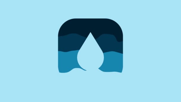 Blue Water Drop Icon Isolated Blue Background Video Motion Graphic — Stockvideo