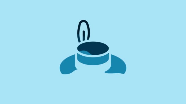 Blue Man Hat Ribbon Icon Isolated Blue Background Video Motion — Vídeo de stock