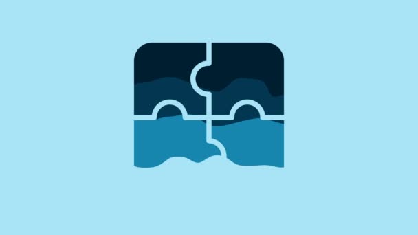 Blue Piece Puzzle Icon Isolated Blue Background Business Marketing Finance — Wideo stockowe