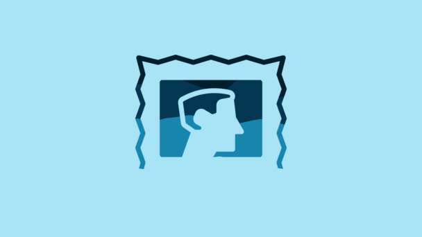 Blue Postal Stamp Icon Isolated Blue Background Video Motion Graphic — Stok video