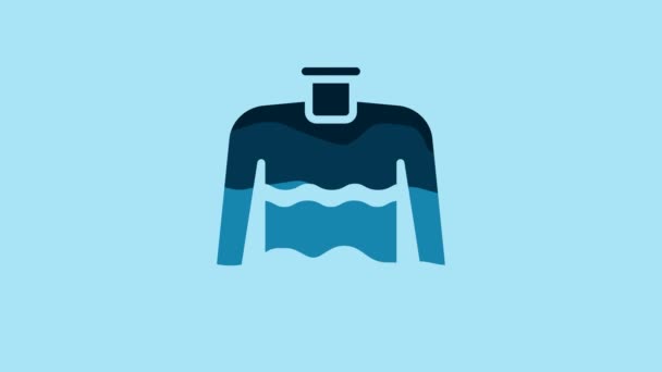 Blue Sweater Icon Isolated Blue Background Pullover Icon Video Motion — Vídeos de Stock