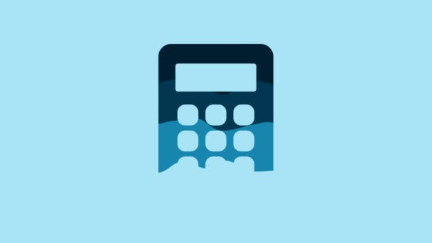 Blue Calculator Icon Isolated Blue Background Accounting Symbol Business Calculations — Vídeos de Stock