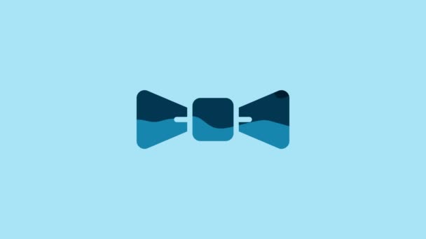 蓝色弓形领带图标孤立在蓝色背景上 4K视频运动图形动画 — 图库视频影像