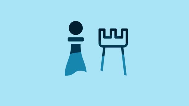 Blue Chess Icon Isolated Blue Background Business Strategy Game Management — Stockvideo