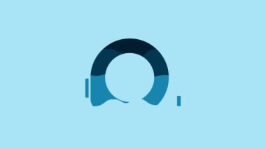 Blue Roulette construction icon isolated on blue background. Tape measure symbol. 4K Video motion graphic animation .