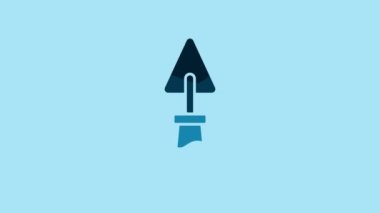 Blue Trowel icon isolated on blue background. 4K Video motion graphic animation .