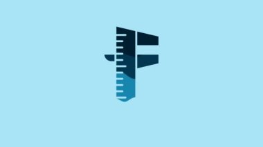 Blue Calliper or caliper and scale icon isolated on blue background. Precision measuring tools. 4K Video motion graphic animation .