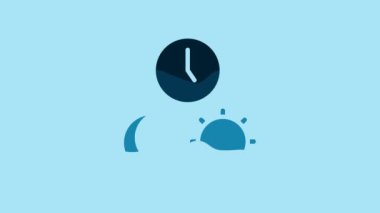 Blue Day and night with time icon isolated on blue background. 4K Video motion graphic animation .