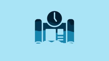 Blue Business project time plan icon isolated on blue background. 4K Video motion graphic animation .
