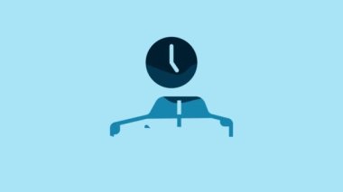 Blue Time to travel icon isolated on blue background. 4K Video motion graphic animation .