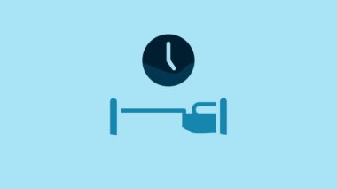 Blue Time to sleep icon isolated on blue background. 4K Video motion graphic animation .