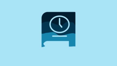 Blue Time for book icon isolated on blue background. 4K Video motion graphic animation .