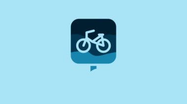 Blue Bicycle parking icon isolated on blue background. 4K Video motion graphic animation .